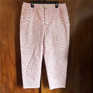 EUC Ava & Viv Pink & White Retro Print Check Pattern Jeans | Women’s Plus 17 XXL